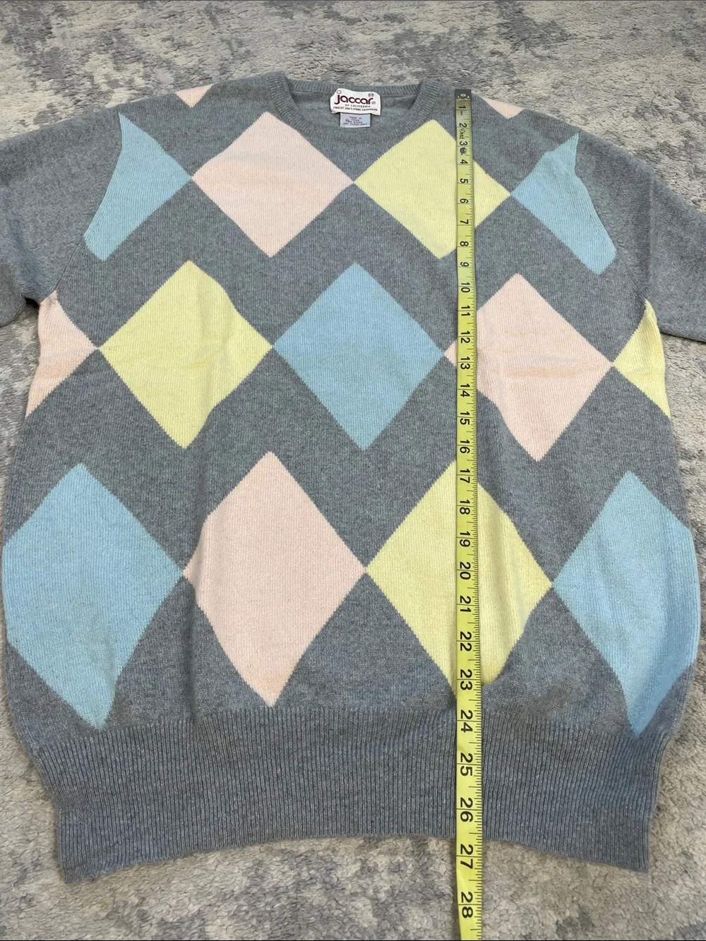 Vintage Jaccar of California Cashmere Argyle Sweater Sz M